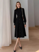 Ribbed Knit Mock Neck Midi Dress