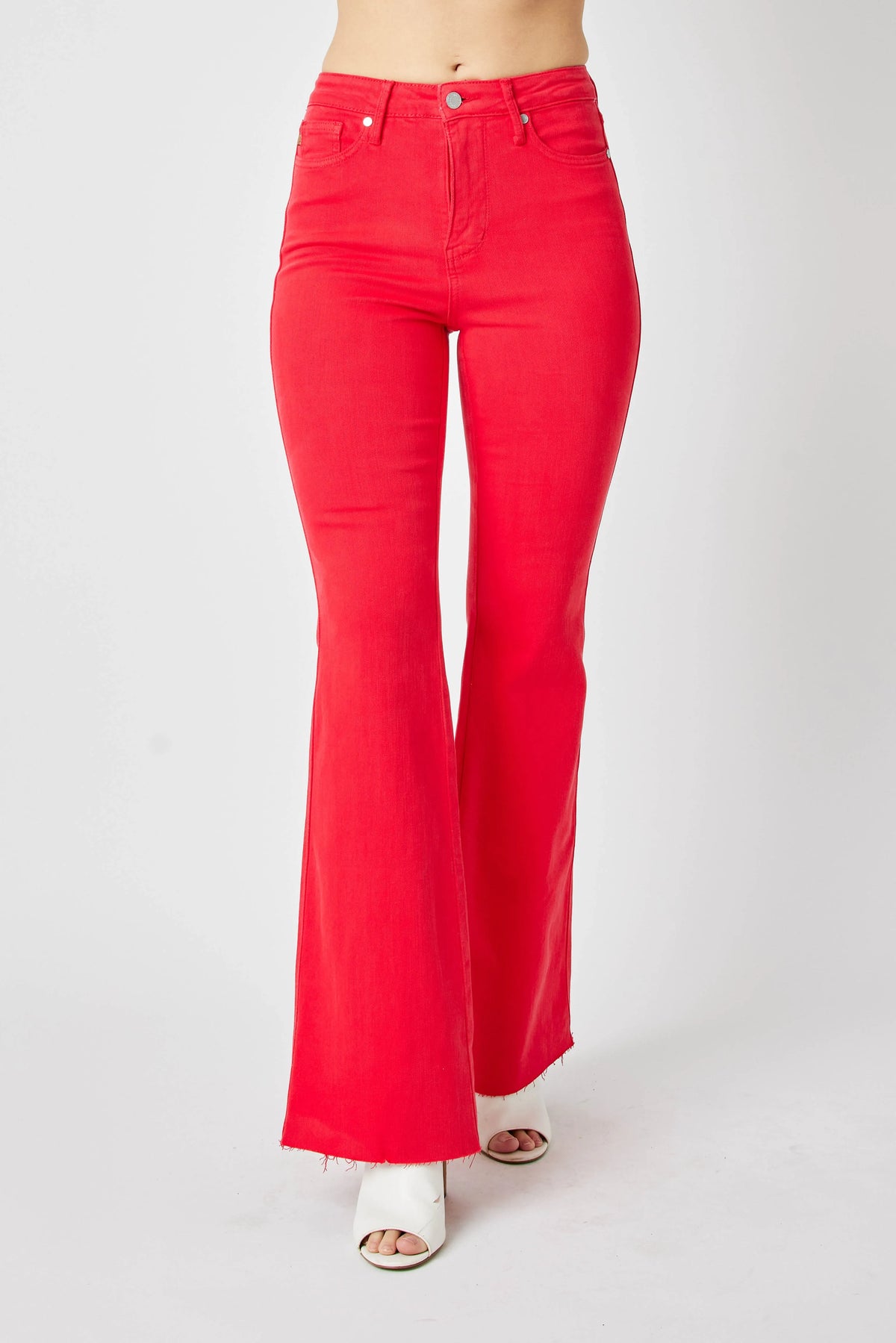 Judy Blue Full Size Hw Tummy Control Garment Dyed Flare Jeans Plus Size - Ladyez