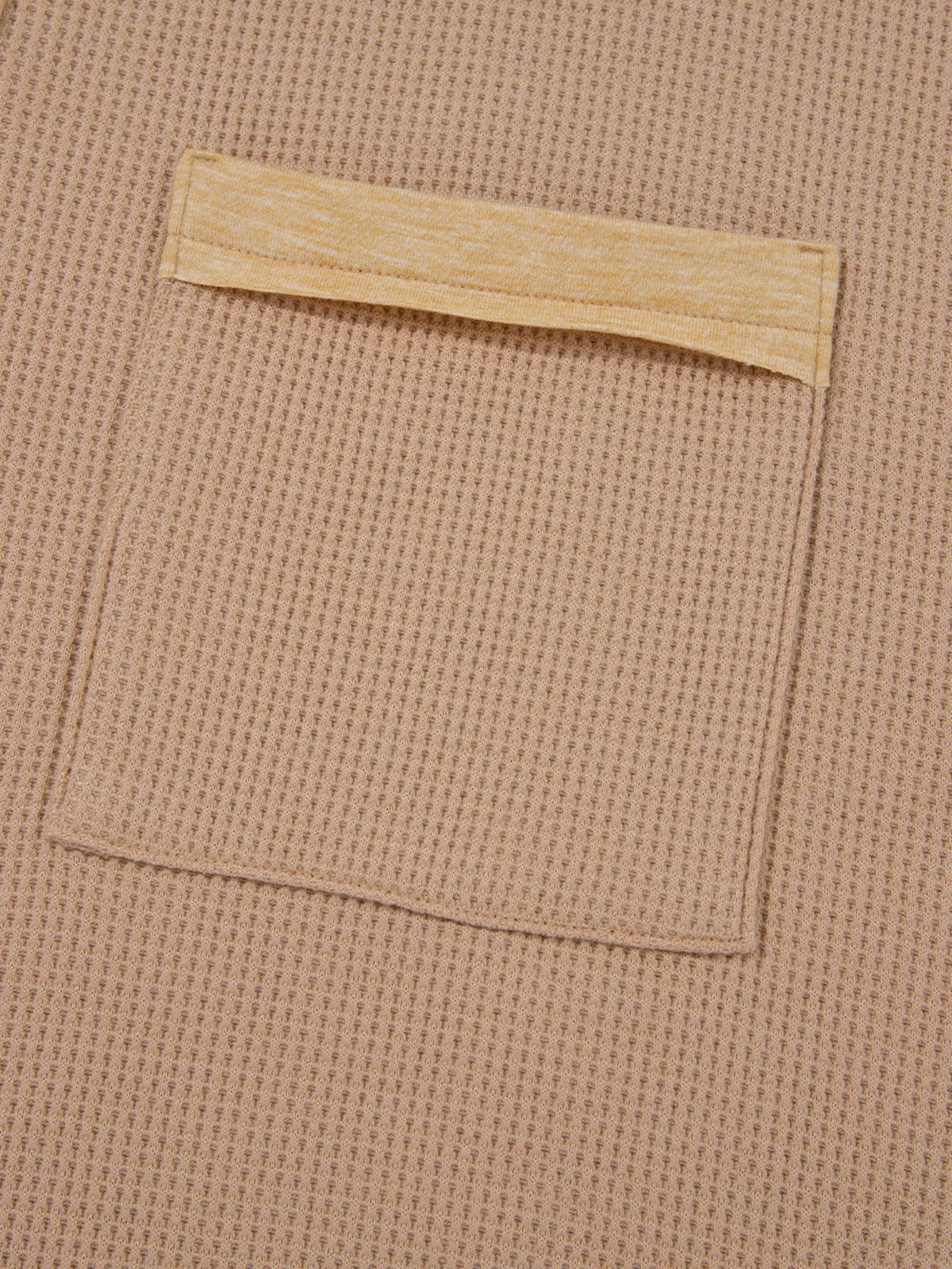 Waffle Textured Tunic Henley Top with Slits