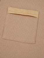 Waffle Textured Tunic Henley Top with Slits