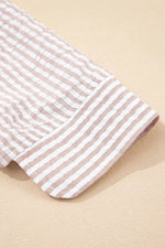 Stripe Frilled Collar Half Sleeve Shirt Dress
