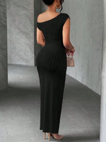 Textured Single Shoulder Bodycon Maxi Dress - Ladyez