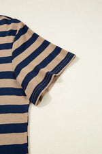 Casual Striped V-Neck Midi T-Shirt Dress