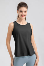 Wide Strap Round Neck Active Tank - Ladyez