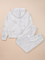 Abstract Print Loose Drop Sleeve Hoodie and Elastic Waistband Pants Set