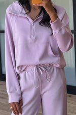 Half Sleeve Kangaroo Pocket Hoodie and Pants Set
