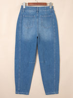 Washed Cuffed Barrel Jeans