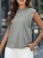Florira Round Neck Cap Sleeve T-Shirt - Ladyez