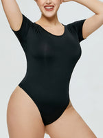 Full Size Round Neck Short Sleeve Bodysuit - Ladyez