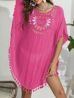 Tassel Crochet Round Neck Cover-Up - Ladyez
