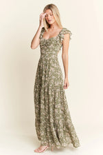 Jade By Jane Ruffle Sleeve Tiered Maxi Dress - Ladyez