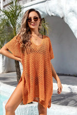 Angel Wings Openwork Slit Scoop Neck Cover Up - Ladyez