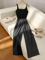 Sleeveless Top and Wide-Leg Pants Set