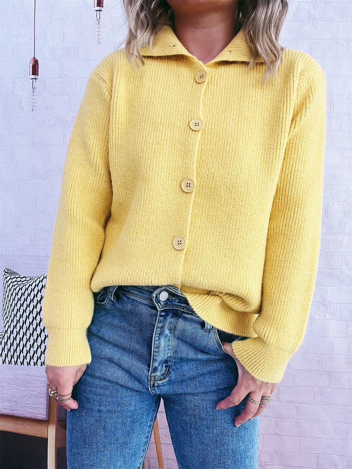 Ribbed Button-Up Cardigan