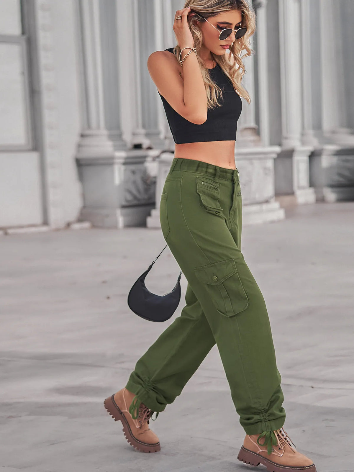 Drawstring Cargo Jeans - Ladyez