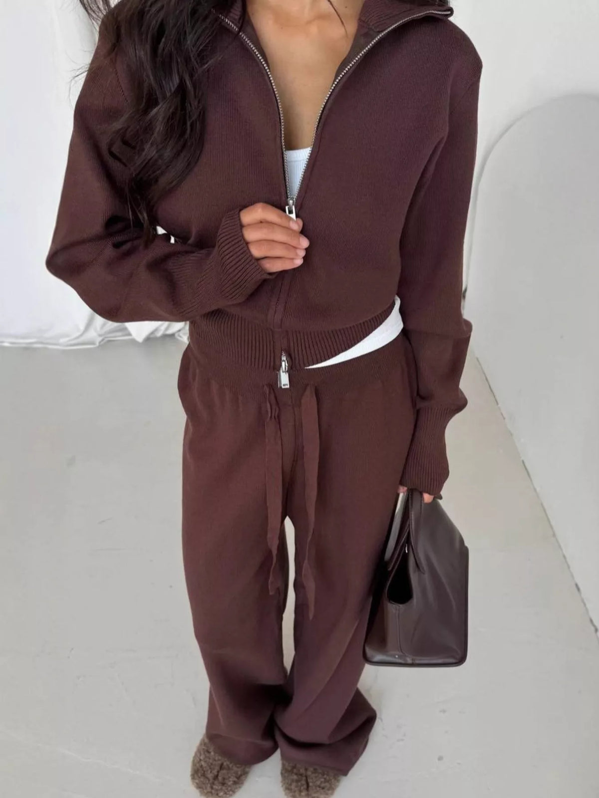 Zip-Up Outerwear andDrawstring Pants Set