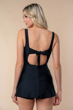 White Birch Full Size Sleeveless Tie Back Performance Knit Swim Dress - Ladyez