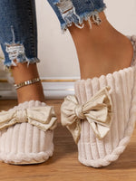 Bow Embellished Indoor Slippers - Ladyez