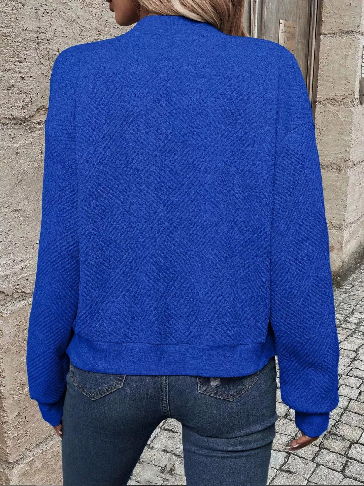 Zip-Up Textured Long Sleeve Jacket