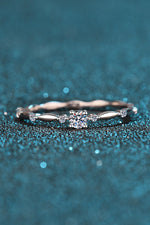 Moissanite 925 Sterling Silver Rhodium-Plated Ring