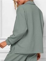 Side Slit Textured Top and Drawstring Pants Set