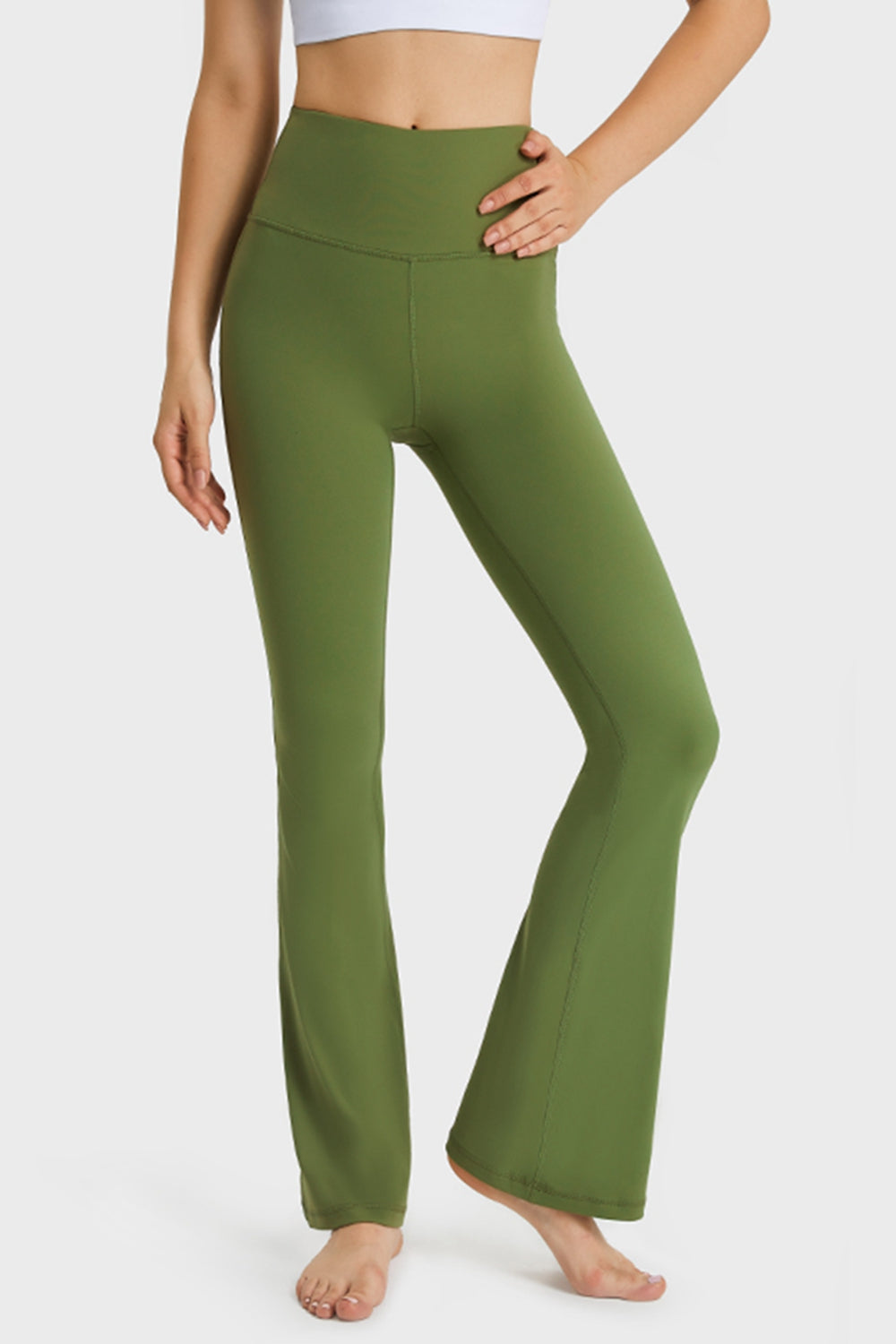 Millennia Elastic Waist Flare Yoga Pants - Ladyez