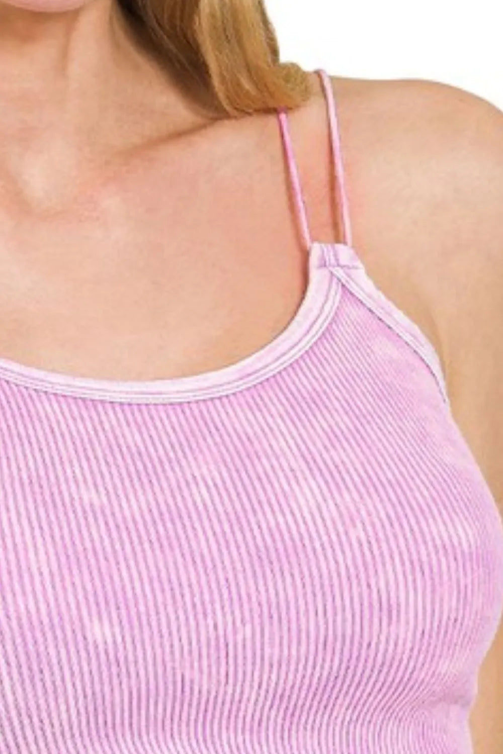 Zenana Washed Ribbed Seamless Double Strap Brami - Ladyez