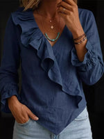 Full Size Ruffled Long Sleeve Blouse Plus Size
