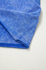 Mineral Wash Raw Seam Lace Sleeve Cotton Tee