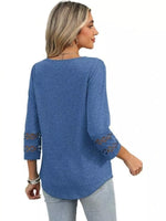 Full Size V-Neck 3/4 Sleeve T-Shirt Plus Size