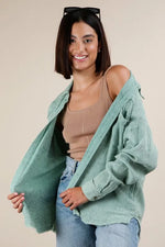 VERY J Mineral Washed Gauze Button Down Shirt