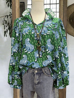 Tiger Print Long Sleeve Blouse