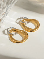 18K Gold-Plated Stainless Steel Contrast AsymmetricalEarrings