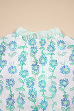 Floral Print Ruffle Sleeve Blouse