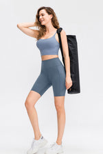 Wide Waistband Sports Shorts with Pockets - Ladyez