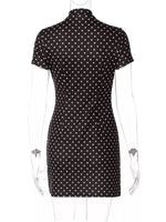 Polka Dot Cut-Out Front Mini Dress