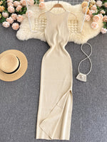 Knot Back Sleeveless Knit Bodycon Midi Dres