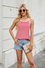 Contrast Striped Round Neck Cami