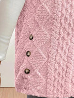 Button Up Plush Hooded Vest Coat