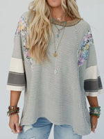 Striped Floral Long Sleeve T-Shirt
