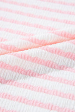 Stripe Knitted Short Sleeve Top and Drawstring Shorts Set