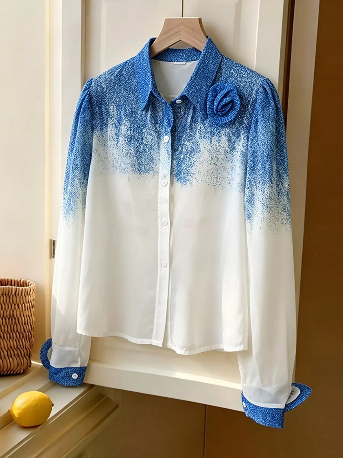 Flower Gradient Button Up Shirt