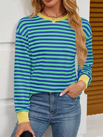 Striped Round Neck Long Sleeve T-Shirt