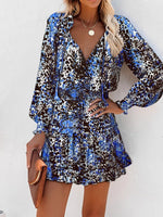Tie Neck Lantern Sleeve Dress