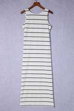 Striped Slit Sleeveless Maxi Dress - Ladyez
