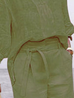 Full Size Johnny Collar 3/4 Sleeve Top and Shorts Set Plus Size