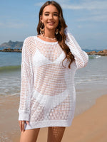 Backless Boat Neck Long Sleeve Cover Up - Ladyez
