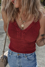 Cable Knit Pointelle Slim Fit V Neck Sweater Vest