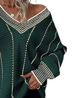 Full Size V-Neck Textured Knit Sweater Plus Size