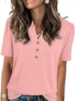 Full Size Notched Short Sleeve Blouse Plus Size